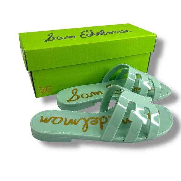 NEW Sam Edelman Mint Jelly Sandals Size 6 Green Blue Seafoam Slides Flats NWT - Picture 9 of 10